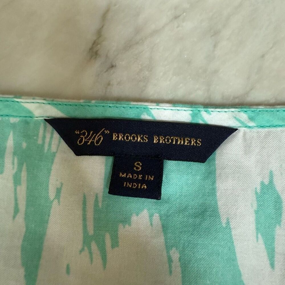 Brooks Brothers 346 100% cotton Top blouse tunic teal Pullover Sequin Beads Sz S - Picture 4 of 8